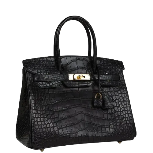HermÃ¨s Birkin 30 Black Matte Alligator Gold Hardware